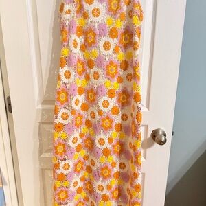Zara Cream and Orange Floral Dress